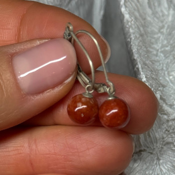 Vintage 925 Sterling Silver Amber Earrings Length 1 Inch