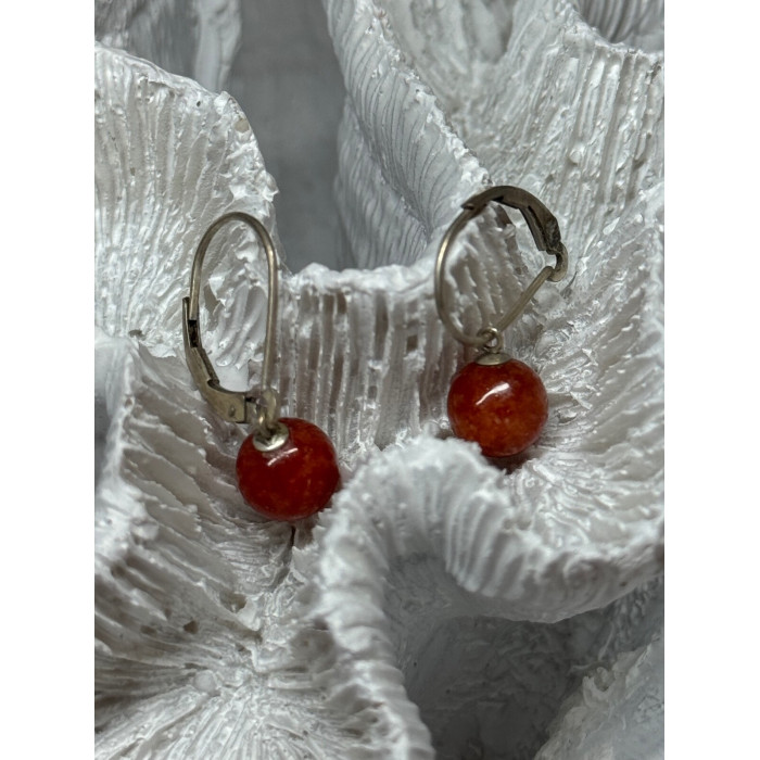 Vintage 925 Sterling Silver Amber Earrings Length 1 Inch