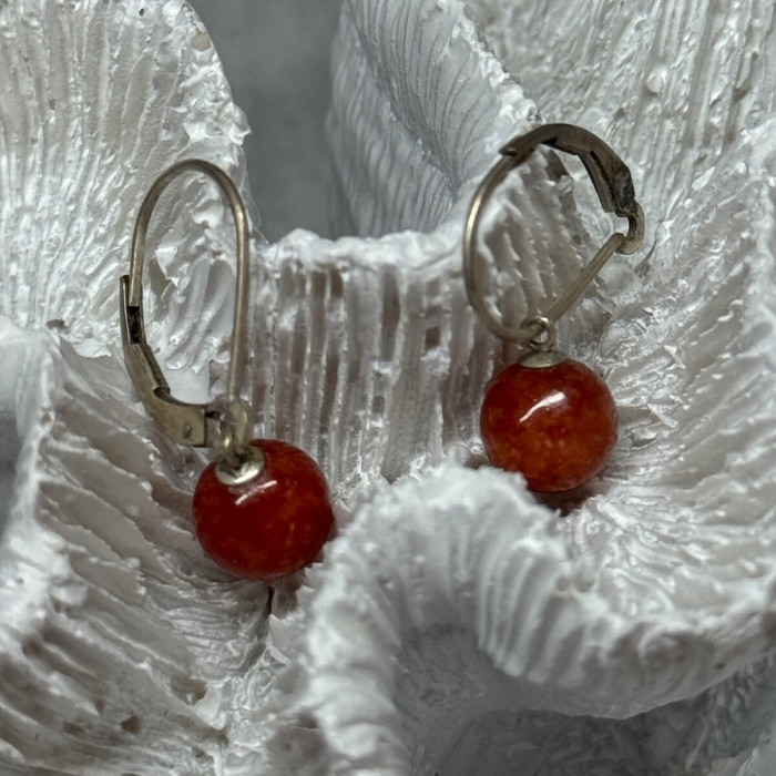 Vintage 925 Sterling Silver Amber Earrings Length 1 Inch