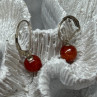 Vintage 925 Sterling Silver Amber Earrings Length 1 Inch
