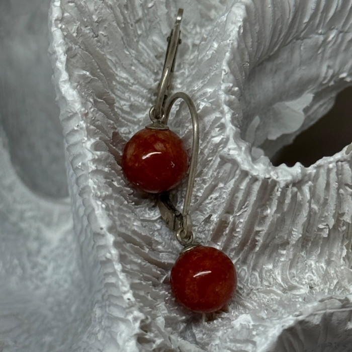 Vintage 925 Sterling Silver Amber Earrings Length 1 Inch