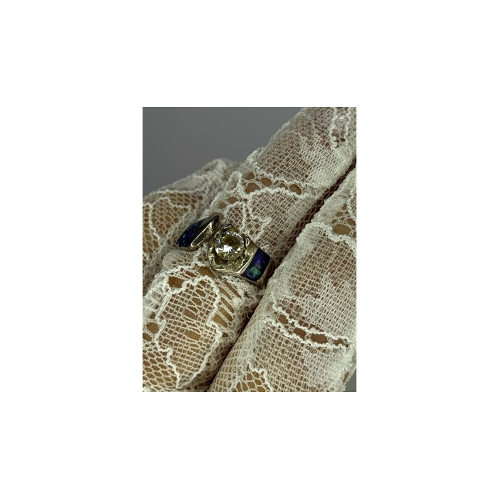Vintage 925 Sterling Silver Beryl & Opal Ring Size 7