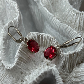 925 Sterling Silver Spinel Earrings Length 1.1 Inch