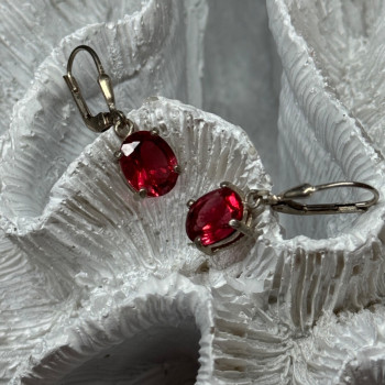 925 Sterling Silver Spinel Earrings Length 1.1 Inch