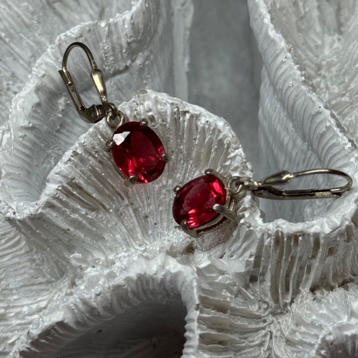 925 Sterling Silver Spinel Earrings Length 1.1 Inch
