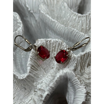 925 Sterling Silver Spinel Earrings Length 1.1 Inch