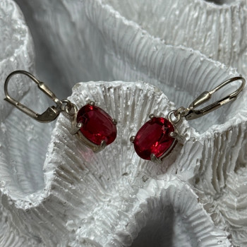 925 Sterling Silver Spinel Earrings Length 1.1 Inch