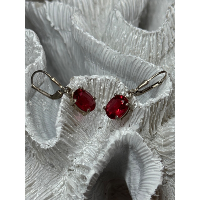 925 Sterling Silver Spinel Earrings Length 1.1 Inch