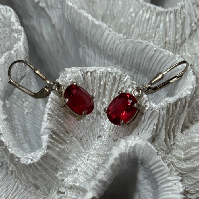 925 Sterling Silver Spinel Earrings Length 1.1 Inch
