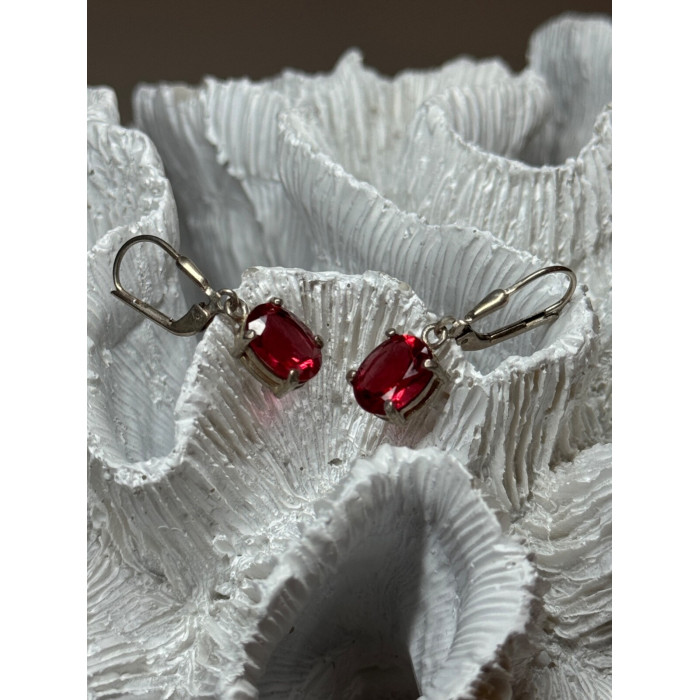 925 Sterling Silver Spinel Earrings Length 1.1 Inch