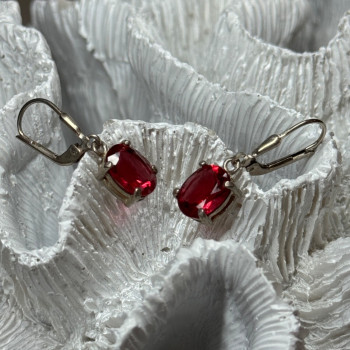 925 Sterling Silver Spinel Earrings Length 1.1 Inch
