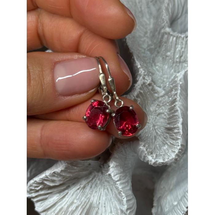 925 Sterling Silver Spinel Earrings Length 1.1 Inch