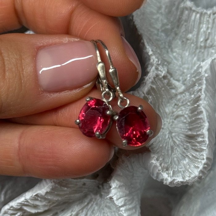 925 Sterling Silver Spinel Earrings Length 1.1 Inch
