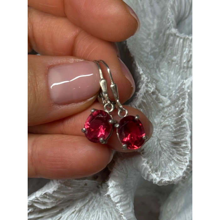 925 Sterling Silver Spinel Earrings Length 1.1 Inch