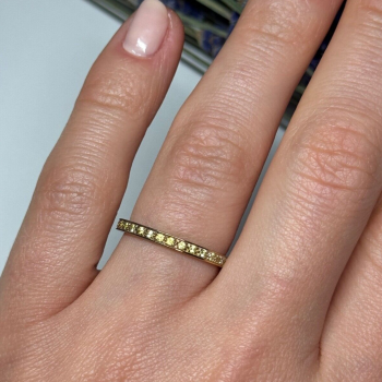 925 Sterling Silver Gold Plated CZ Ring Size 6.5