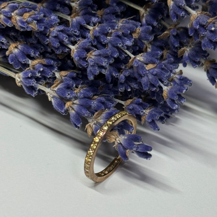 925 Sterling Silver Gold Plated CZ Ring Size 6.5