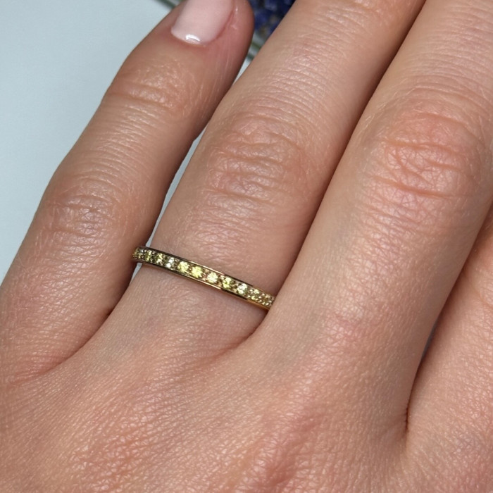 925 Sterling Silver Gold Plated CZ Ring Size 6.5