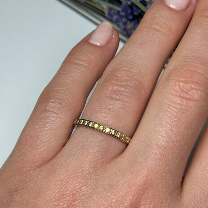 925 Sterling Silver Gold Plated CZ Ring Size 6.5