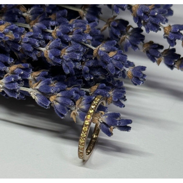 925 Sterling Silver Gold Plated CZ Ring Size 6.5