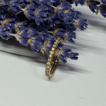 925 Sterling Silver Gold Plated CZ Ring Size 6.5