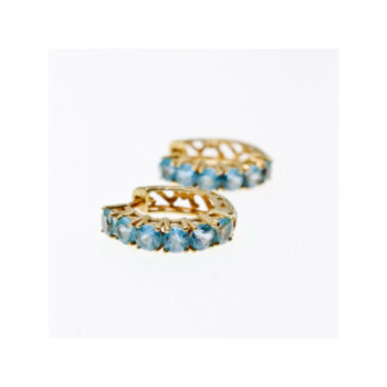 14K YELLOW GOLD BLUE TOPAZ EARRINGS