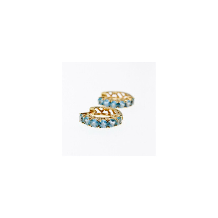14K YELLOW GOLD BLUE TOPAZ EARRINGS