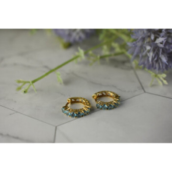 14K YELLOW GOLD BLUE TOPAZ EARRINGS