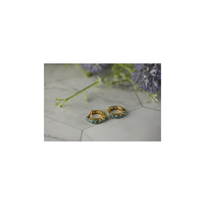 14K YELLOW GOLD BLUE TOPAZ EARRINGS