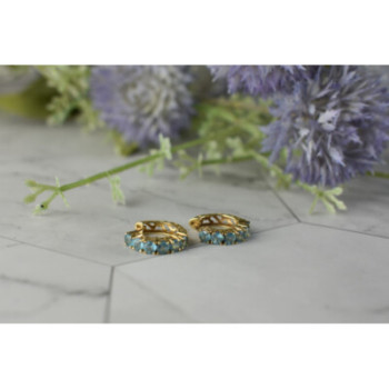 14K YELLOW GOLD BLUE TOPAZ EARRINGS