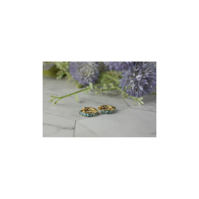 14K YELLOW GOLD BLUE TOPAZ EARRINGS