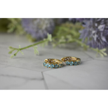 14K YELLOW GOLD BLUE TOPAZ EARRINGS
