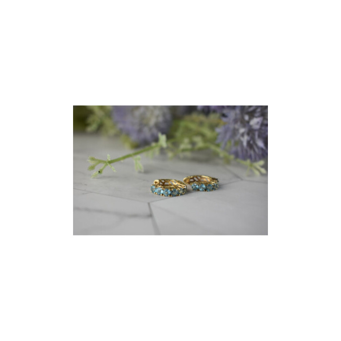 14K YELLOW GOLD BLUE TOPAZ EARRINGS