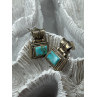 Vintage 925 Sterling Silver Turquoise Earrings Length 0.7 Inch