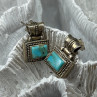Vintage 925 Sterling Silver Turquoise Earrings Length 0.7 Inch