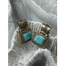Vintage 925 Sterling Silver Turquoise Earrings Length 0.7 Inch