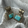 Vintage 925 Sterling Silver Turquoise Earrings Length 0.7 Inch