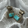 Vintage 925 Sterling Silver Turquoise Earrings Length 0.7 Inch