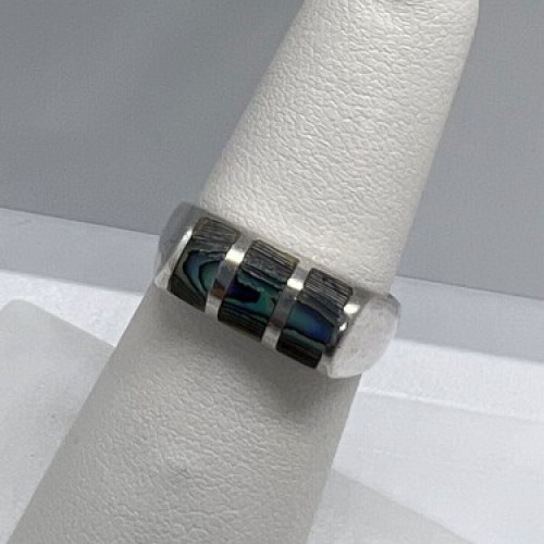 925 Sterling Silver Abalone Ring Size 5