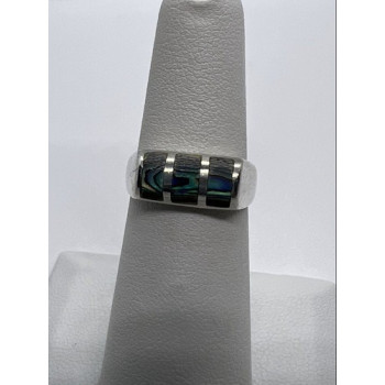 925 Sterling Silver Abalone Ring Size 5