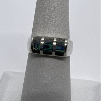 925 Sterling Silver Abalone Ring Size 5