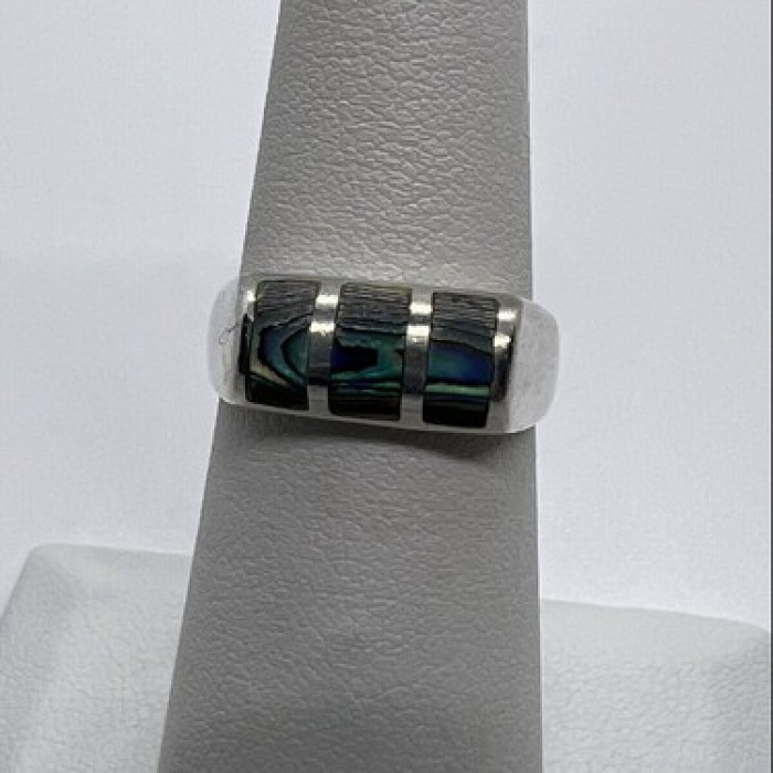 925 Sterling Silver Abalone Ring Size 5