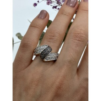 925 Sterling Silver Blue & White Spinel Ring Size 7