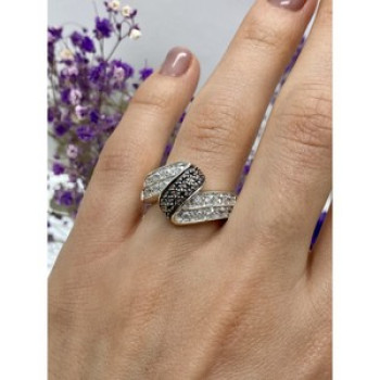 925 Sterling Silver Blue & White Spinel Ring Size 7