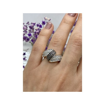 925 Sterling Silver Blue & White Spinel Ring Size 7