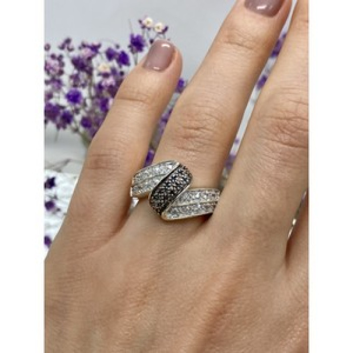 925 Sterling Silver Blue & White Spinel Ring Size 7