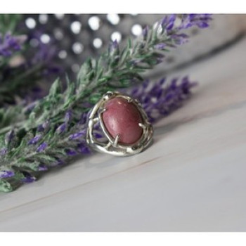 Vintage 925 Sterling Silver Rhodochrosite Ring Size 6.5