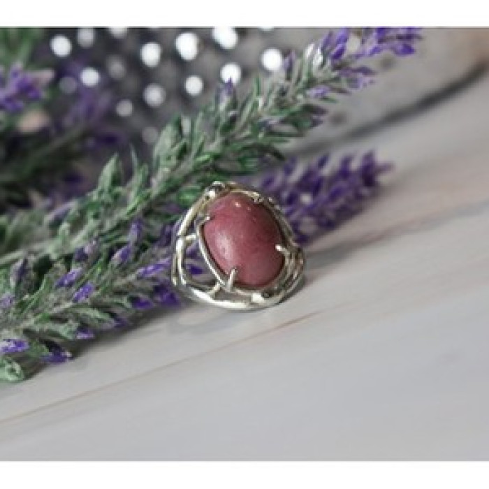 Vintage 925 Sterling Silver Rhodochrosite Ring Size 6.5