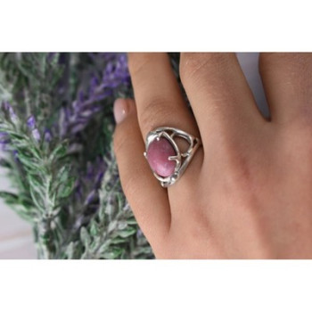 Vintage 925 Sterling Silver Rhodochrosite Ring Size 6.5