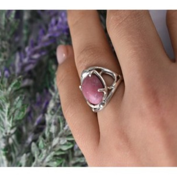 Vintage 925 Sterling Silver Rhodochrosite Ring Size 6.5