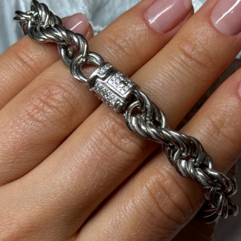 925 Sterling Silver CZ Bracelet Length 9 Inch